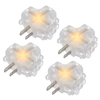 GOMEN 3-Outlet Grounding Adapter, Heavy Duty 3 Way Plug Adapter, ETL Listed Grounded Power Tap, 3 Prong Outlet Splitter (Transparent with Light, 4 Pack)