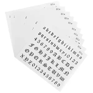 10 Sheet Gothic Temporary Tattoos, Small Alphabet Numbers Fake Tattoos, Semi Permanent Tattoo Waterproof Fake Tattoo for Adult Finger Neck Body