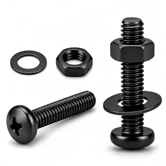 #8-32 x 1 (25 Sets) Pan Head Machine Screws Nuts Washers Assortment Kit, Black Oxide 304 Stainless Steel Phillips Drive Full Thread