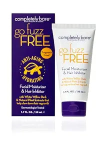 Completely Bare go fuzz FREE | Facial Moisturizer & Hair Inhibitor | Vitamin E | Hair Minimizers | Fragrance Free | 1.7 FL OZ
