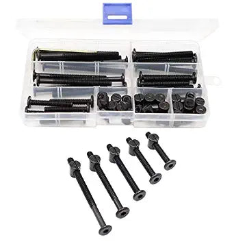 Dream on me, Delta, Graco, Fisher Crib Screws - M6-1.0 x 40/50/60/70/80mm Black Hex Socket Cap Bolts & Barrel Nuts Kit for Bed Frame & Bunk Bed