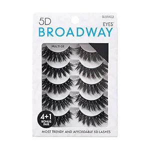 Broadway Eyes Strip False Eyelashes Multipack Fake Eyelashes Natural to Dramatic Look Lash Set 5 Pairs (03)