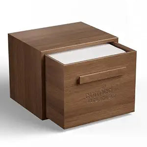 Ourmed Life Walnut Wooden Face Towel Holder Box with 50 XL Face Towels