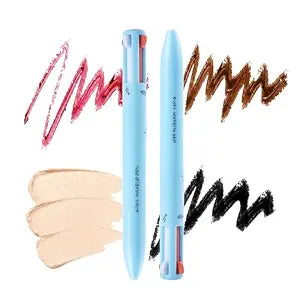 4 in 1 Multi-Functional Makeup Pen - 4 Colors All in One Makeup Pen,with Eyeliner Eyebrow Lip Liner Highlighter,Waterproof Long Lasting Touch Up Pencil