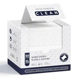 Disposable Face Towels XL, 10" �� 12", Extra Thick Ultra Soft Biodegradable Plant Fiber Dry Facial Washcloth Wipes for Sensitive Skin, Cleansing, Travel, Makeup Remover & Skincare, 50 Count