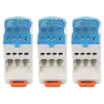 3Pcs Din Rail Distribution Box, UKK-80A Screw Terminal Strip Block Electric Wire Connector Universal Power Junction Box