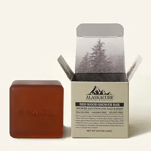 Deo Wood Shower Bath Soap Bar Luxurious Sandalwood Woody Scent Eliminates Body Odor Long Lasting Rich Foam | Body Wash, Shampoo, Deodorant for Men Women Luxury Perfumed Perfect for Gift