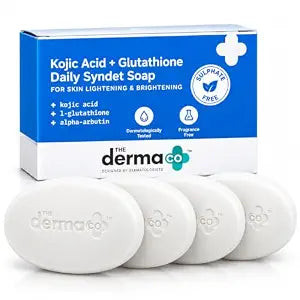 The Derma Co Kojic Acid Soap with L-Glutathione & Alpha Arbutin - Dark Spot Bar Soap 10 oz (75 g x 4)