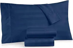 Stripes Bed Pillowcases 20 x 40 Inches - Long Staple Envelope Closure - Set of 2 - Navy Blue - 1000 Thread Count - Egyptian Cotton Soft Wrinkle & Fade Resitant