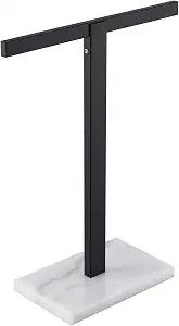 KOKOSIRI Hand Towel Holder Black Stand Towel Rack with Marble Base for Bathroom Kitchen Vanity Countertop, Stainless Steel 15.7'' Height THS0002-SM-BK