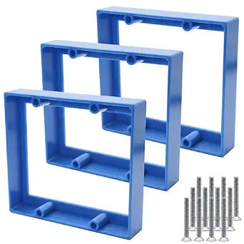 3-Pack 3/4" Double Gang Electrical Box Outlet Extender with 4 Screws (Blue)