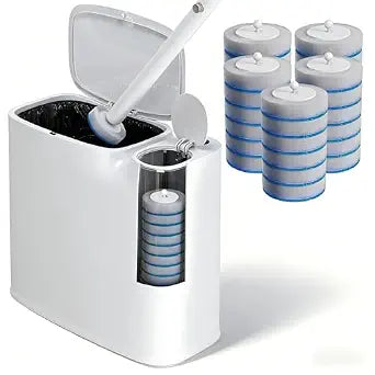 Small Bathroom Trash Can with Toilet Brush Set,36 Disposable Refills