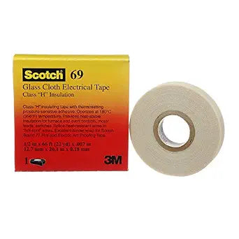 3M Scotch Glass Cloth Electrical Tape 69, 1/2 in x 22 yd, 1 Roll