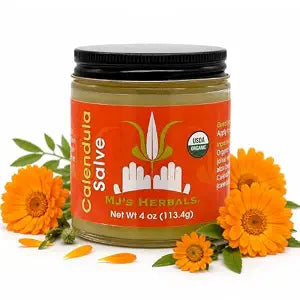 MJ's Herbals Calendula Salve Organic Moisturizing Skincare Balm, 4 oz
