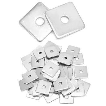 QWORK 50-Pack Galvanized Square Washers Plate  1/2" ID, 2x2 OD, 3/16" Thickness, Anti-Loosening Plate Fastener for Construction and Industrial Equipment