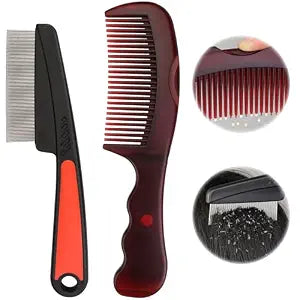 Dandruff Comb, 2 Pcs Scalp Sweep Detoxing Hair brush Set for Dandruff Removal, Scalp Build Up Remover and Stainless Steel Fine Tooth Comb for Scalp Massage Combs