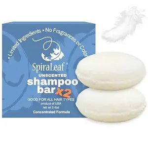 Spiraleaf Solid Shampoo Bars x2 UNSCENTED Concentrated Limited ingredients