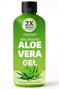 Aromasong 2X Concentrated Organic Pure Aloe Vera Gel for Face, Skin & Sunburn Relief - Cold-Pressed, Fast-Absorbing, No Sticky Residue - Vegan & Cruelty-Free
