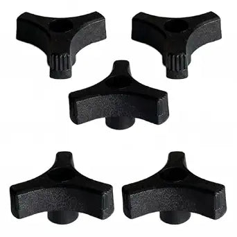 5/16"-18" Three-Prong Wing Nut, Black Plastic Knob, 2-inch Diameter, with Brass Insert (5-Pack) Suitable for T-Slot Bolt clamp knobs, saws, Drills, lathes, etc.