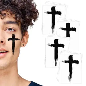 Marspark 24 Pcs Cross Eye Stickers Black Breathable Eye Strips for Sports