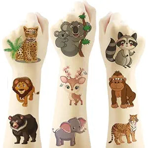 60PC Animal Temporary Tattoos Stickers,Animal Birthday Party Supplies Favors Waterproof Fake Tattoos Stickers Party Decorations School Rewards Gifts