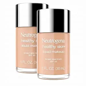 Neutrogena Healthy Skin Liquid Makeup Foundation, Broad Spectrum SPF 20 Sunscreen, Lightweight & Flawless Coverage Foundation with Antioxidant Vitamin E & Feverfew, Medium Beige, 1 fl. oz (Pack of 2)