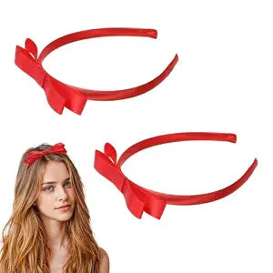 Tyqour 2 Pcs Red Bow Headband, Small Matilda Style Red Headband