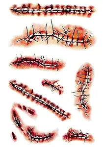 ýýý10 Sheetsýýý Chucky Costume Women Tattoos Stickers Scars Tattoos Zombie Costume Women Adult Fake Scar Fake Blood Zombie Makeup Kit