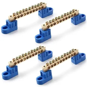 Grounding Bus Bar 10 Positions, 4 Pcs Brass Terminal Block