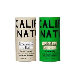 California Naturals Hydrating Lip Balm for Dry Chapped Lips, Petroleum Free, Cruelty Free, 100% Naturally Derived, Toasted Coconut and Summer Fig, 2-Pack