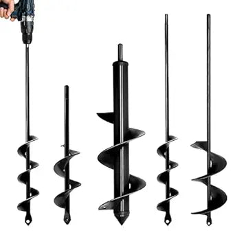 4PCS Garden Auger Drill Bit Set - 1.6x9 & 1.6x16 & 2.7x16 & 3x12 inch
