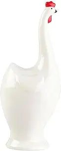 Elements 3.54x2.87x8.78 Inch White and Red Ceramic Rooster Figurine, Farmhouse Style Statue Durable Design for Everyday Use in Home Kitchen Dining and Entertaining Settings