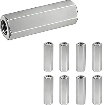 304 Stainless Steel Metric hex Coupling Nuts M8 x 1.25-Pitch 40mm 8 Pcs