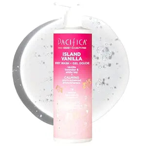 Pacifica Island Vanilla Body Wash Aloe + Hyaluronic Acid, Daily Cleansing, Bath & Shower Gel, Essential Oils, Clean, Vegan + Cruelty & Paraben Free, Clean Beauty Vegan Dermatologist Tested, 12 Fl Oz