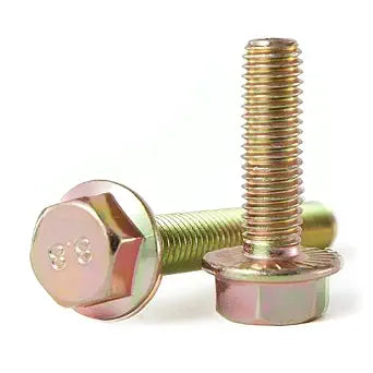 M12 x 25mm 6pcs Flanged Hex Head Bolts, M12 x 1.75 Bolts, Flange Hexagon Head Screws, 8.8 Grade Alloy Steel, Yellow Zinc Plated, Metric Fully Thread