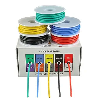 BOJACK 16 AWG Flexible Silicone Wire Electric Wire Hook up Wire Kit 300V Cables with Plus 20 4mm Heat Shrink Tubings and a Mini Wire Stripper(5 Colors 13.12Ft Each Color, 16AWG)