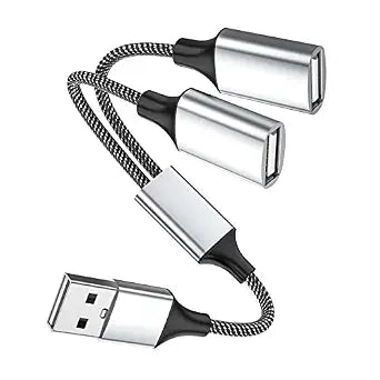 Fidioto USB A Splitter, USB A Male to 2 Female USBA Y Splitter, USB Splitter 1 in 2 Out Support Charging and Data Transfer for Printer/Keyboard/Flash Drive/PlayStation/Laptop/LED/Headsets Etc