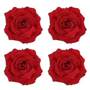 CIEHER 4Pcs 10cm Red Rose Hair Clips Brooches, Dual‑Use Duckbill Hair Barrettes & Pins, Fabric Flower Hair Accessories for Women Wedding Party Holiday Decorations