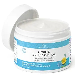 Recuren Plus Arnica Bruise Cream Extra Strength: Rapid Relief for Bruising Swelling Soreness Pain on Thin Skin - Potent Arnica Montana with Vitamin K Coconut Shea Butter - Face & Body