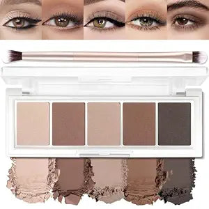 5 Colors Matte Eyeshadow Palette - Neutral Nude Taupe Dark Brown Eye Shadow