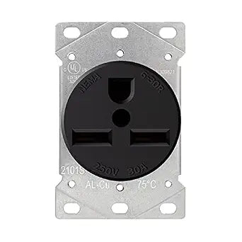 AIDA 6-30R Outlet Receptacle 30 Amp 250 Volts 2 Pole 3 Wire Heavy Duty Straight Blade Industrial Grade Grounding Flush Mount Range Power Outlet for Welder,Plasma Cutter,Dryer, UL Listed