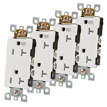 Wengart Decorator Duplex Outlet,4 Pack,NEMA 5-20R,20Amp,125V,Weather Resistant&Tamper Resistant,Outdoor Electrical Receptacle Outlet,Side&Back Wire,UL Listed,White