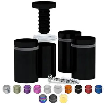 4 Pcs Stainless Steel Standoff Screws (Black) -  x 1 Screws for Acrylic, Wood, and Glass Signage - Sign Standoffs Wall Mount for Frames, Advertisements, and Displays