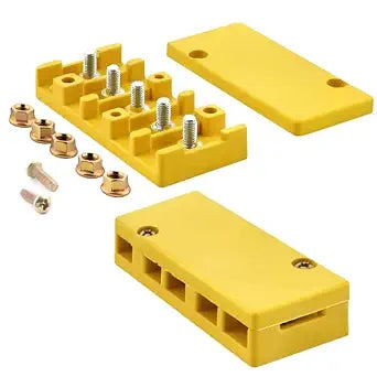 2 Pcs Electric Bike Connection Box, Insulation Phase Battery Wire Connector 5 Post Junction Box, for E Bike(Yellow)