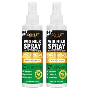 2PCS Wig Milk Spray for Synthetic Hair, Leave-In Conditioner Wig Detangler Spray for Human Wigs, Conditioner ＆ Detangler 2 in 1 Moisturizer, Hydrates & Replenishes Synthetic Hair Wigs Easy Combing