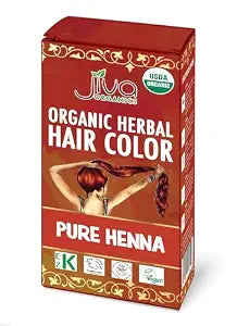 Jiva Organic Henna Powder For Hair - 100% Pure, Certified Organic Natural Hair Colorant - NO Chemicals, Kosher, Vegan, Cruelty Free