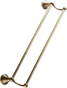 Brass Double Towel Bar Wall-Mounted Rack 55cm Antique Finish Bathroom Storage Holder Bathroom Towel Shelf Home Rack