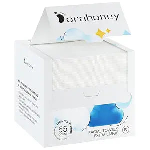 Disposable Face Towels, 12"x12" Extra Large Face Towelettes, Ultra���Soft Minimal���Lint Facial Towels for Sensitive Skin, Makeup Remover Dry Wipes, 55 Count (1 Pack)