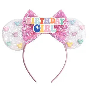 zhezesmila Mouse Ears for Women Birthday Girl Headband Sequin Ears Hair Accessories for Birthday Decorations Park Trips