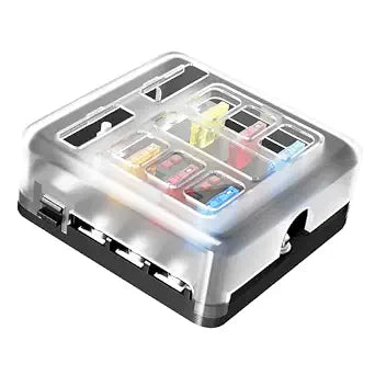 6 Circuit Fuse Block with Negative Bus, LED Indicator Fuse Box for 12-24V Car Marine RV Truck